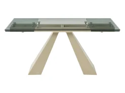 Mesa de jantar em vidro temperado e metal bege cor transparente - LOZIPA