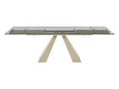Mesa de jantar em vidro temperado e metal bege cor transparente - LOZIPA