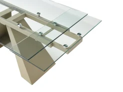 Mesa de jantar em vidro temperado e metal bege cor transparente - LOZIPA