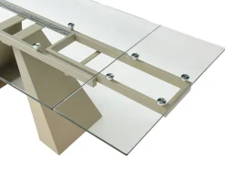 Mesa de jantar em vidro temperado e metal bege cor transparente - LOZIPA