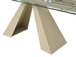 Mesa de jantar em vidro temperado e metal bege cor transparente - LOZIPA