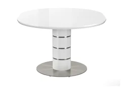 Mesa de jantar extensível - acomoda de 4 a 6 pessoas - MDF e metal - Laqueada branca - CUSCO