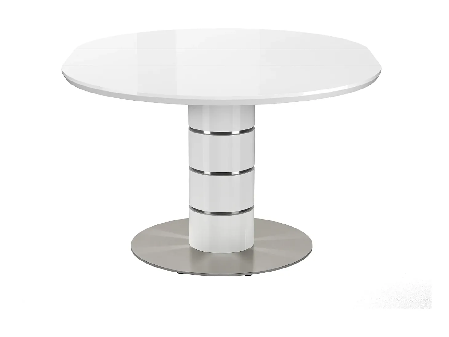 Mesa de jantar extensível - acomoda de 4 a 6 pessoas - MDF e metal - Laqueada branca - CUSCO