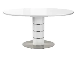 Mesa de jantar extensível - acomoda de 4 a 6 pessoas - MDF e metal - Laqueada branca - CUSCO