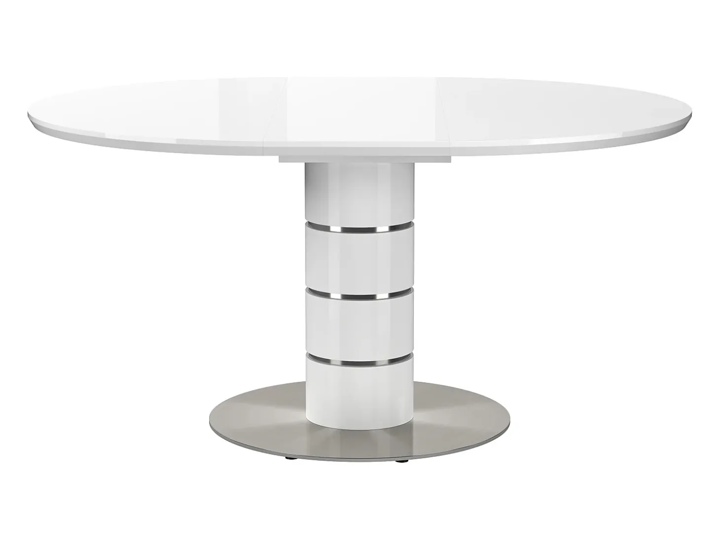 Mesa de jantar extensível - acomoda de 4 a 6 pessoas - MDF e metal - Laqueada branca - CUSCO