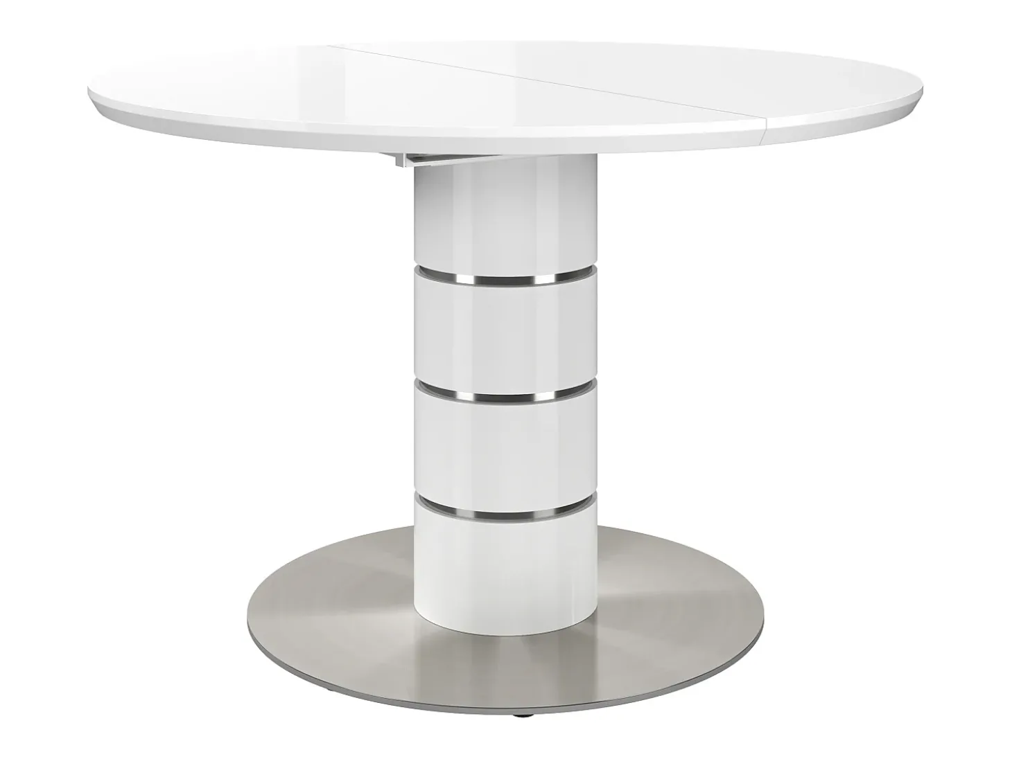 Mesa de jantar extensível - acomoda de 4 a 6 pessoas - MDF e metal - Laqueada branca - CUSCO