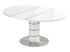 Mesa de jantar extensível - acomoda de 4 a 6 pessoas - MDF e metal - Laqueada branca - CUSCO