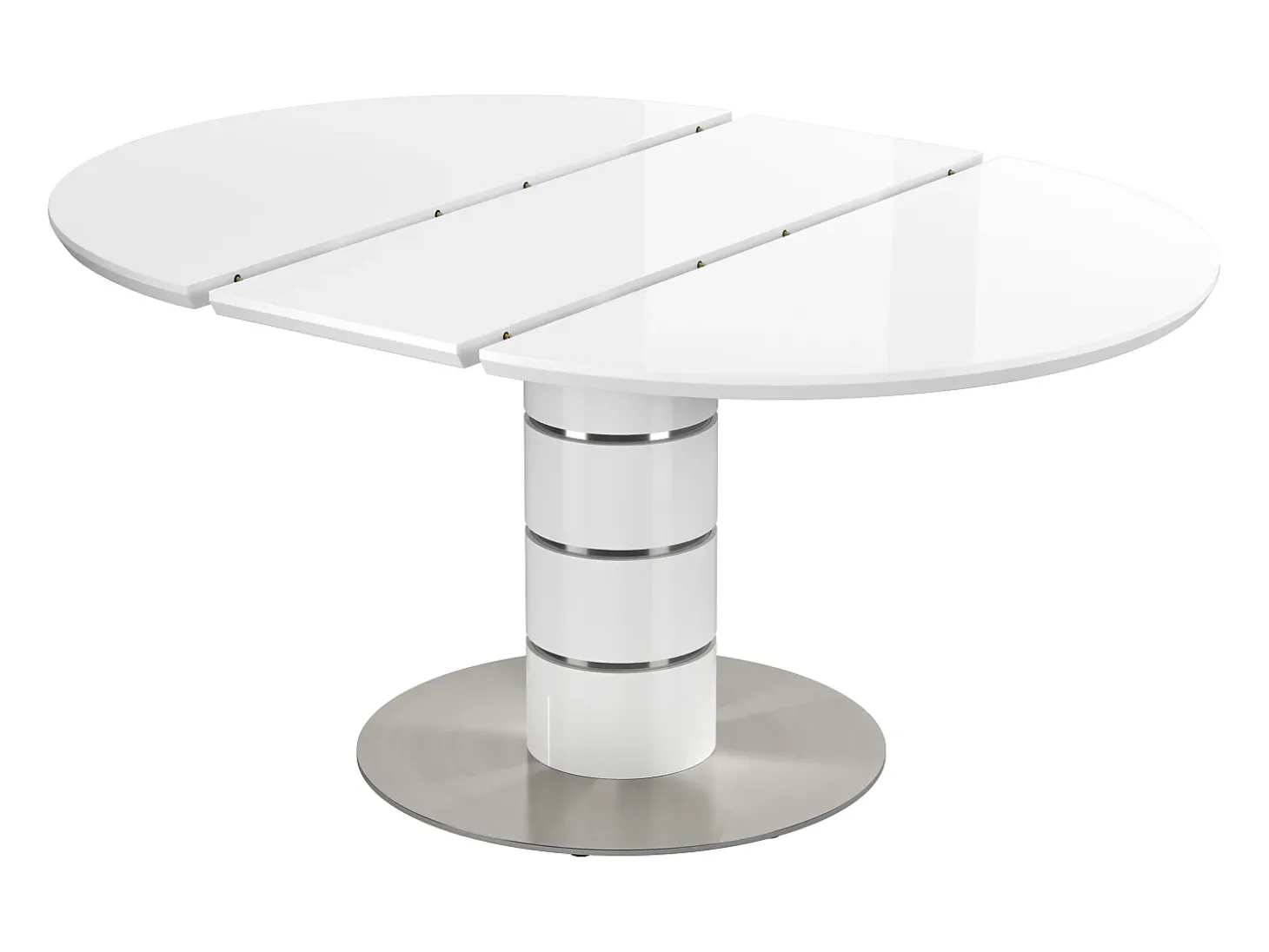 Mesa de jantar extensível - acomoda de 4 a 6 pessoas - MDF e metal - Laqueada branca - CUSCO