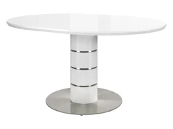 Mesa de jantar extensível - acomoda de 4 a 6 pessoas - MDF e metal - Laqueada branca - CUSCO