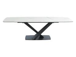 Mesa de jantar extensível em cerâmica e metal efeito mármore branco e preto MALATA de Pascal Morabito