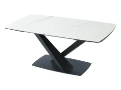 Mesa de jantar extensível em cerâmica e metal efeito mármore branco e preto MALATA de Pascal Morabito
