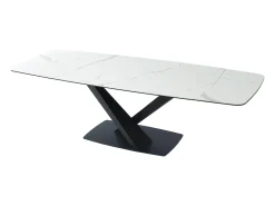 Mesa de jantar extensível em cerâmica e metal efeito mármore branco e preto MALATA de Pascal Morabito