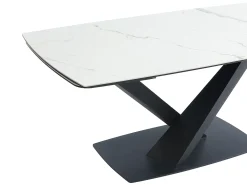 Mesa de jantar extensível em cerâmica e metal efeito mármore branco e preto MALATA de Pascal Morabito