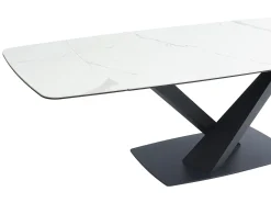 Mesa de jantar extensível em cerâmica e metal efeito mármore branco e preto MALATA de Pascal Morabito