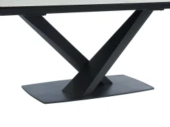Mesa de jantar extensível em cerâmica e metal efeito mármore branco e preto MALATA de Pascal Morabito
