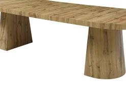 Mesa de jantar extensível para 6 a 12 pessoas em MDF - Cor Natural Clara - CLOEVA