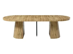 Mesa de jantar extensível para 6 a 12 pessoas em MDF - Cor Natural Clara - CLOEVA