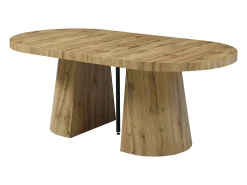 Mesa de jantar extensível para 6 a 12 pessoas em MDF - Cor Natural Clara - CLOEVA
