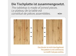 Mesa de jantar extensível para 4 a 6 pessoas - 118/157 x 70 x 75 cm - Tampo extensível - MDF + Pés de metal - Natural + preto