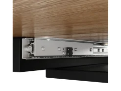 Mesa de jantar extensível para 4 a 6 pessoas - 118/157 x 70 x 75 cm - Tampo extensível - MDF + Pés de metal - Natural + preto