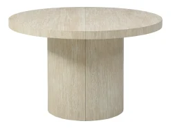 Mesa de jantar extensível 4 a 12 lugares em MDF efeito travertino bege - SIDRINA