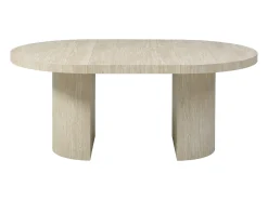 Mesa de jantar extensível 4 a 12 lugares em MDF efeito travertino bege - SIDRINA