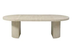 Mesa de jantar extensível 4 a 12 lugares em MDF efeito travertino bege - SIDRINA