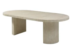 Mesa de jantar extensível 4 a 12 lugares em MDF efeito travertino bege - SIDRINA
