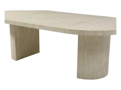 Mesa de jantar extensível 4 a 12 lugares em MDF efeito travertino bege - SIDRINA