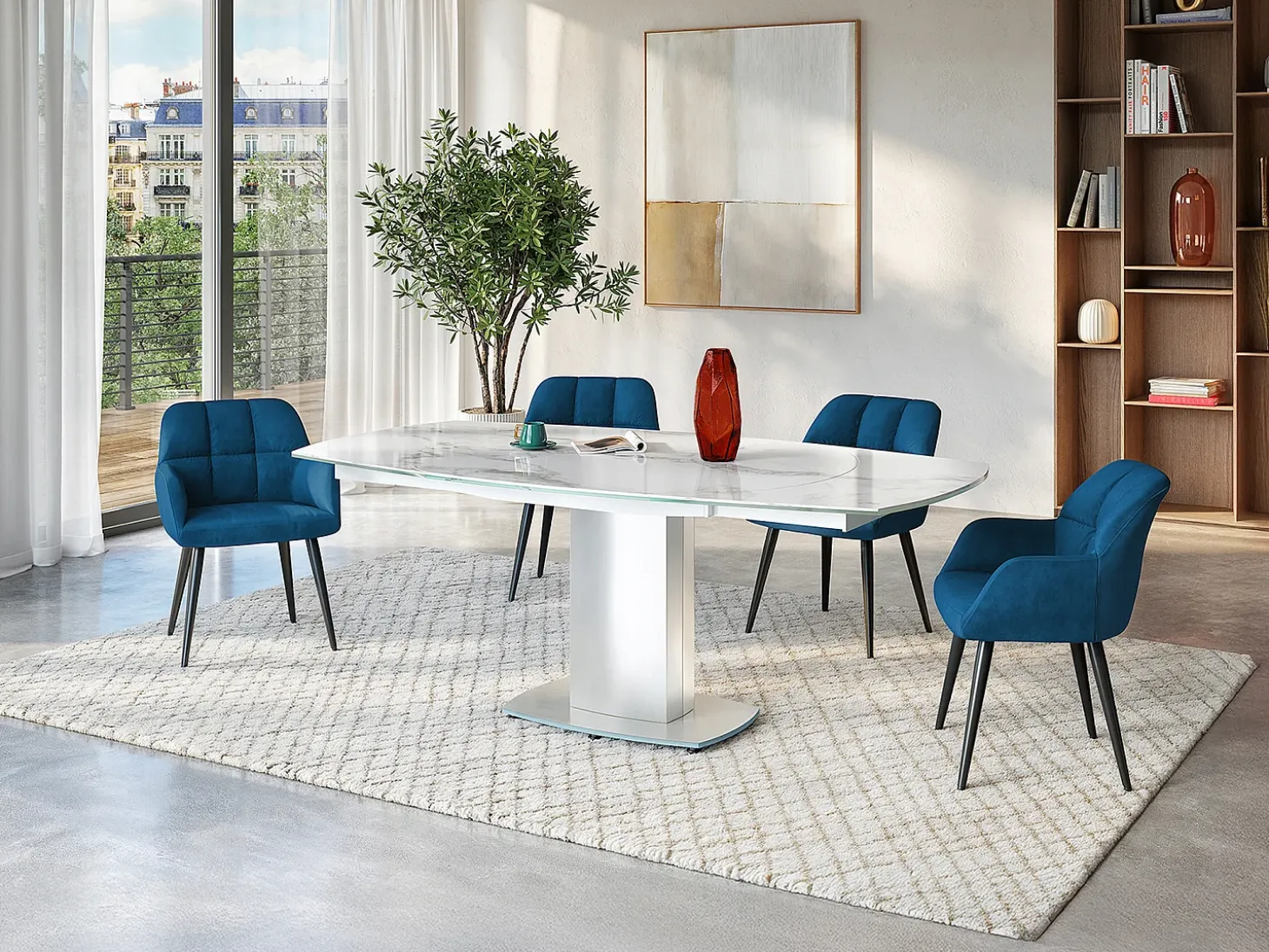 Mesa de jantar extensível. Cerâmica e aço. TALICIA
