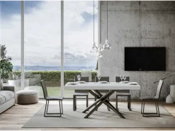 Mesa de jantar extensível 90x200/460 cm Famas Cinza Branca quadro Antracite