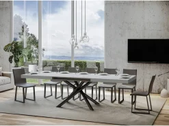 Mesa de jantar extensível 90x200/460 cm Famas Cinza Branca quadro Antracite