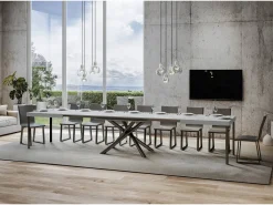 Mesa de jantar extensível 90x200/460 cm Famas Cinza Branca quadro Antracite