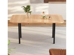 Mesa de jantar extensível em MDF - 120/160 x 80 cm - adequada para 4 a 6 pessoas - Natural