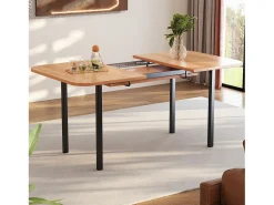 Mesa de jantar extensível em MDF - 120/160 x 80 cm - adequada para 4 a 6 pessoas - Natural