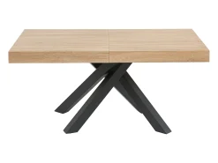 Mesa de jantar extensível 6 a 10 lugares em MDF natural e preto - CATONAV