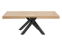 Mesa de jantar extensível 6 a 10 lugares em MDF natural e preto - CATONAV