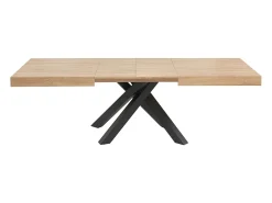 Mesa de jantar extensível 6 a 10 lugares em MDF natural e preto - CATONAV