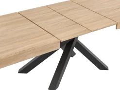 Mesa de jantar extensível 6 a 10 lugares em MDF natural e preto - CATONAV