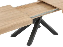 Mesa de jantar extensível 6 a 10 lugares em MDF natural e preto - CATONAV