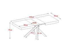 Mesa de jantar extensível 6 a 10 lugares em MDF natural e preto - CATONAV