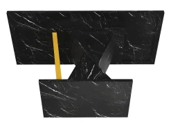 Mesa de jantar extensível 110/140x80x76 cm - Para 6 pessoas - MDF + metal - Estampa de mármore - Preto