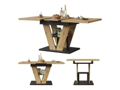 Mesa de jantar extensível 110/140x80x75 cm - Para 6 pessoas - MDF + metal - Natural