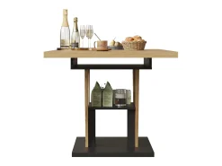 Mesa de jantar extensível 110/140x80x75 cm - Para 6 pessoas - MDF + metal - Natural