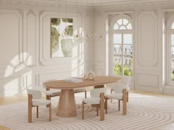 Mesa de jantar extensível 4 a 10 pessoas folheado de freixo - Natural claro - PRISLA