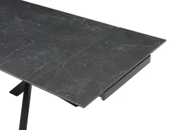 Mesa de jantar extensível vidro temperado e cerâmica efeito mármore preto - MARISO