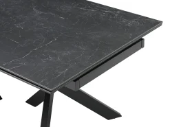 Mesa de jantar extensível vidro temperado e cerâmica efeito mármore preto - MARISO