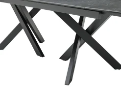 Mesa de jantar extensível vidro temperado e cerâmica efeito mármore preto - MARISO