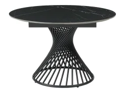 Mesa de jantar extensível 4 a 8 lugares cerâmica e metal efeito mármore preto - CASTINA