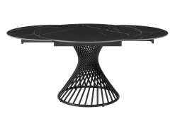 Mesa de jantar extensível 4 a 8 lugares cerâmica e metal efeito mármore preto - CASTINA